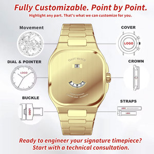 Montre de luxe classique pour homme avec affichage des heures sautantes, boîtier brossé, mouvement ST1721, bords polis, acier inoxydable - Product Image 2