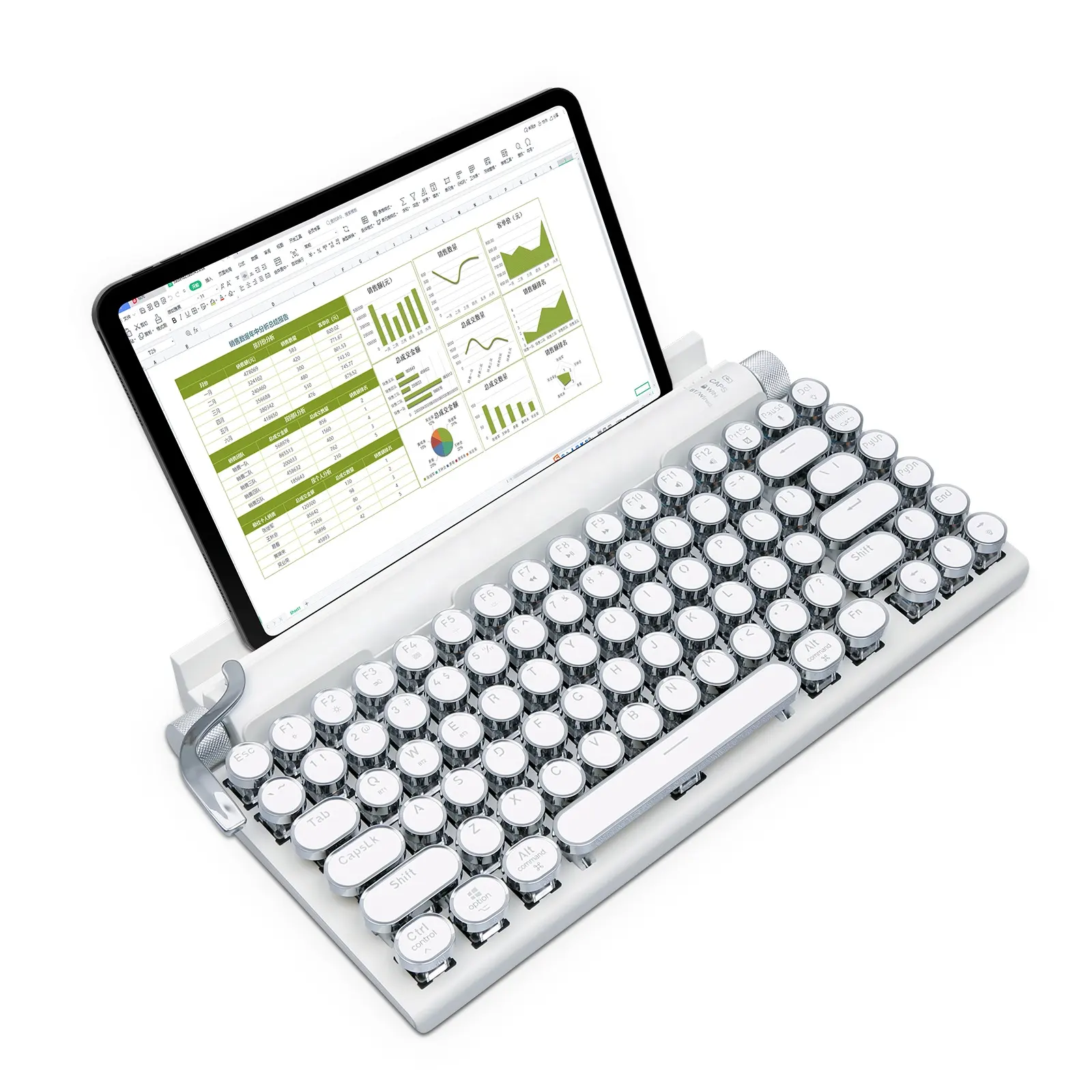 Savings Spotlight OUTEMUホットスワップブルースイッチクラシックパンクキーキャップワイヤレスタイプライタースタイルタブレット用メカニカルゲーミングキーボード