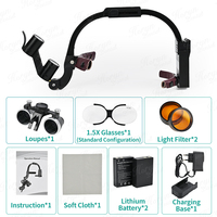 Loupes chirurgicales dentaires Horyn avec bandeau, grossissement 2,5X 3,5X, loupe binoculaire, double éclairage LED, circonférence de tête réglable