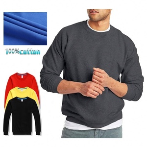 Suéter de otoño e invierno para hombre, suéteres de cuello redondo, tela de algodón personalizada con forro polar interior sólido, suministro ODM - Product Image 1