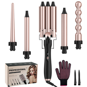 <span class=keywords><strong>Fer</strong></span> à <span class=keywords><strong>boucler</strong></span> 5-en-1 avec fûts interchangeables, chauffage rapide PTC, double tension, 32mm 25mm 19mm, baguette de coiffage professionnelle - Product Image 1
