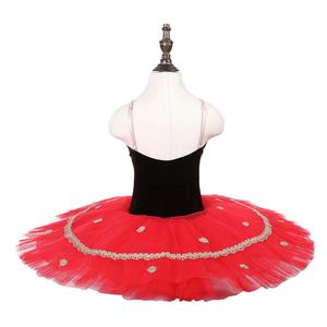 Tutú de <span class=keywords><strong>Ballet</strong></span> clásico para niñas, poliéster rojo/Rayón en relieve, tamaño personalizado, ropa de rendimiento profesional - Product Image 3