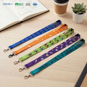 Premium Polyester Sublimation Printed Customized Lightweight Washable <b>ID</b> Card <b>Holder</b> <b>Lanyard</b> <b>with</b> Company Logo for School Events - Product Image 1
