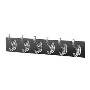 Clear Acrylic <b>Wall</b> <b>Hooks</b> With Adhesive Back 6 Hangers For Bathroom Kitchen Door Rack Self Adhesive Mounting No Drilling Required - Product Image 3