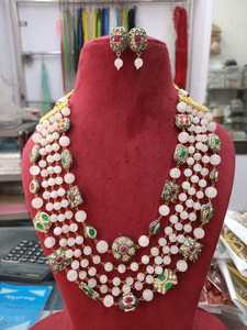 Nouveaux bijoux indiens perles antiques verre verre de haute qualité perles multicolores cinq couches mala fait à la main produit en vrac collier - Product Image 6