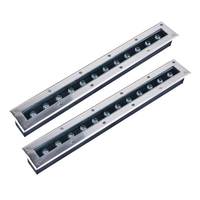 Lumière LED linéaire souterraine étanche IP67, corps en aluminium, façade en acier inoxydable, verre trempé, 36W, éclairage extérieur pour marches et allées