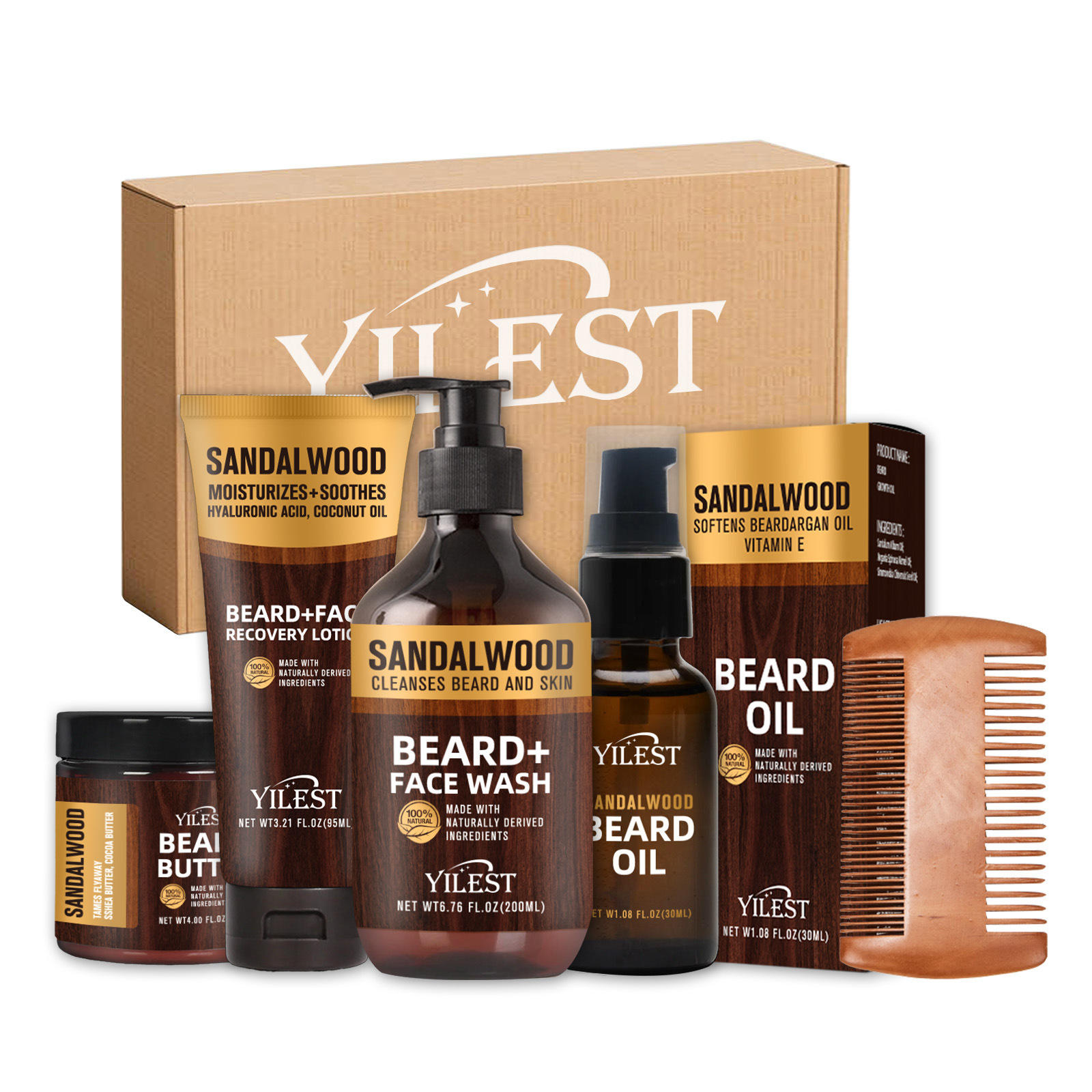 Set(comb, 30ml beard oil, 200ml beard facial cleanser)