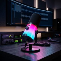 Microphone dynamique professionnel WM16 double mode USB/XLR, haute résolution 192kHz/24bit, micro de studio RGB pour podcast et streaming