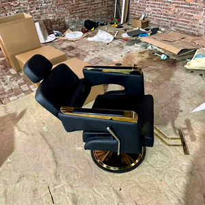 Chaise de barbier en acier inoxydable - Chaise de coiffure contemporaine pour salon - Product Image 1