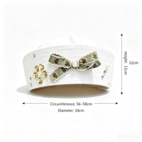 Sombreros y Gorras de Marinero Blancos al por Mayor con Lazo de Camuflaje, Perlas y Diamantes de Imitación, con Logotipo Personalizado, Estilo Y2K, para Fiestas Rave y Halloween