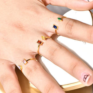 من الفولاذ المقاوم للصدأ ، خاتم مفتوح من حجر الدموع ، قطعتين من حجر الرغيف الفرنسي والكمثرى ، مجوهرات الأزواج الصغيرة - Product Image 3