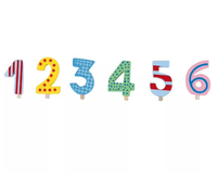 Ensemble de train de bloc de bougeoir de fête d'anniversaire coloré en bois avec 1-6 numéros