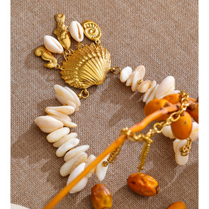 JINYOU 2775 Ocean Style Summer Handmade <strong>Statement</strong> <strong>Necklace</strong> Stainless Steel Shell Seahorse Fish Pendant <strong>Necklace</strong> - Product Image 2