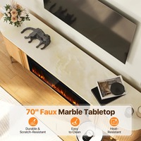 Meja TV Modern MDF Mewah 70" dengan Pintu Geser dan Desain Beralur