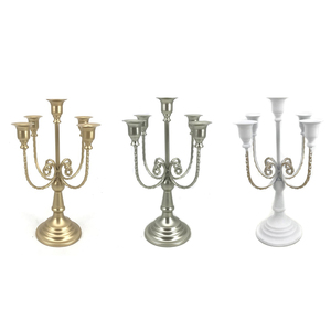 3 Arm 5 Arm <strong>Rustic</strong> Long Stemmed Taper Candle Holder <strong>Centerpieces</strong> for <strong>Wedding</strong> Table Candelabra with Hurricane - Product Image 2