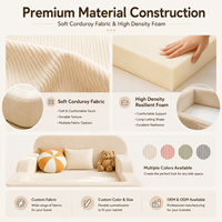 Lit de sol en mousse pour enfants avec revêtement en velours côtelé, lit rembourré à profil bas pour tout-petits, mousse haute densité, mobilier de chambre personnalisé