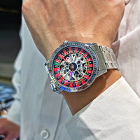 Montre mécanique de luxe pour homme AOKULASIC, cadran squelette rotatif, lumineuse, automatique, bracelet en acier inoxydable, étanche, Reloj