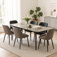 1280 ° C Gesinterter Steintisch Hitze- und Fleckenbeständig mit Lederstühlen Italienischer Minimalistischer Stil
