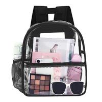 Sac à dos transparent en PVC avec poche avant, garniture rose, pour le sport, la gym, l'école, les essentiels quotidiens, sac organisateur pour festival, réglable