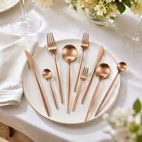 Ensemble de couverts en acier inoxydable rose doré, couteau, fourchette et cuillère pour mariage, fête, banquet, hôtel, restaurant, événement