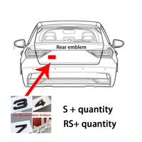 Emblema Adhesivo de 4 Aros en ABS Plateado y Negro para Capó Delantero, Parrilla y Maletero Trasero para Audi A3 A4 A5 Q2 Q3 Q5 Q8