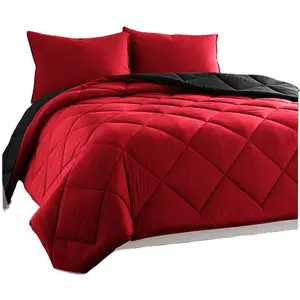 En vente simple rouge queen size couette ensemble de literie couette velours luxe ensembles de couette