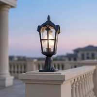 Lámpara de Columna LED Eléctrica de Aluminio IP65 de Ahorro Energético, Estilo Romano, para Jardín y Paisaje, Lámpara de Puerta