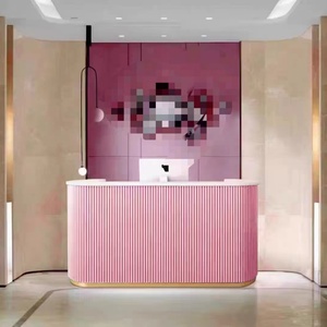 Mostrador de Recepción de Diseño Curvo de Lujo, Muebles de Oficina, Mostrador de Recepción Moderno para Club de Ocio, Salón de Belleza - Product Image 2