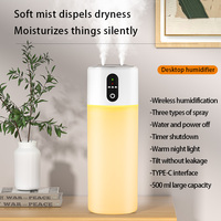 Humidificateur ultrasonique silencieux à double pulvérisation, alimenté par USB et piles, avec humidistat, portable pour la maison, la voiture et le bureau