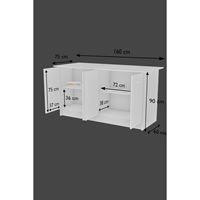 Îlot de cuisine polyvalent Vera White à 4 portes avec option chaise de bar, 4 étagères, en panneau de particules, design moderne, durable et multifonctionnel
