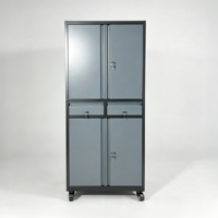 Armoire de rangement mobile en acier avec serrure à clé, design écologique et durable, portes et tiroirs verrouillables sur roulettes