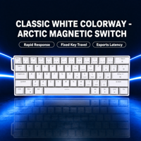 Clavier de jeu mécanique à 61 touches avec commutation à chaud, interrupteurs magnétiques, disposition 60 %, A-RGB, USB-C intégré, clavier filaire blanc pour PC portable
