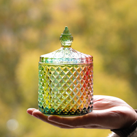 Pot en verre cylindrique luxueux pour coton-tiges et fabrication de bougies, 300 ml, violet irisé, décoration d'intérieur pour la Saint-Valentin