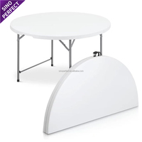Table de banquet rectangulaire pliable noire en gros pour extérieur, plateau en plastique HDPE semi-pliable, cadre métallique, pour mariage et fête