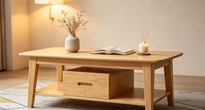 Modern Solid Wood Coffee <b>Table</b> with Storage <b>Drawer</b> Scandinavian Living Room Furniture - Product Image 4