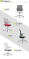 Chaise de conférence pivotante avec dossier en maille et accoudoirs 3D réglables pour salle d'attente