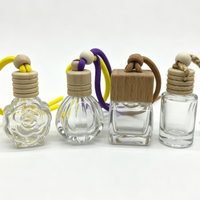 Diffuseur d'huiles essentielles vide et rechargeable en verre losange de 8 ml avec bouchon en bois, personnalisable avec logo, pour suspension de voiture