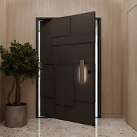 Porte de jardin pivotante en aluminium sur mesure, finition bois, gravée CNC, porte piétonne extérieure avec serrure intelligente pour entrée de villa de luxe