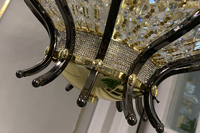 Lustre LED en cristal de style nordique moderne, finition or et noir, pour intérieur, mariage, hall d'hôtel, escalier