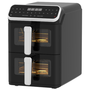 2025 kỹ thuật số Nồi chiên không dầu miễn phí 12L 1700W lò thương mại kỹ thuật số đôi ngăn xếp nhà sử dụng lên & xuống chậu với cửa sổ nhìn thấy - Product Image 2