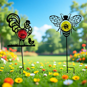 ไฟ LED ประดับสวนรูปไก่โลหะพลังแสงอาทิตย์รูปไก่สีสันสดใสสร้างบรรยากาศกลางแจ้งแบบเสียบปลั๊กตกแต่ง - Product Image 4