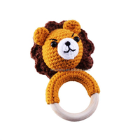 Anneau de dentition au Crochet personnalisé en usine/jouet de dentition en peluche en bois, jouet à sonnette tricoté pour bébé, hochet pour bébé Amigurumi