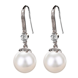 Orecchini pendenti effetto perla da donna, semplici ed eleganti, accessori moda per l'uso quotidiano - Product Image 2