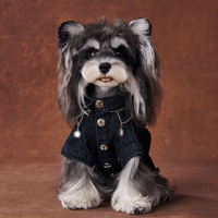 Vêtements en jean pour chien, design chaîne étoile, style mode, veste en jean noir pour chien, manteau deux pattes pour animal de compagnie