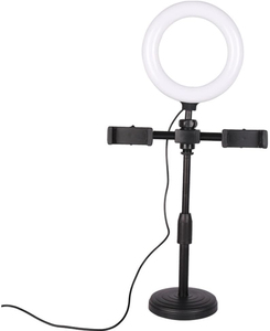 Support de lumière de remplissage en direct Photo Selfie lampe trépied deux places Photo 6 pouces 16cm anneau de Charge USB lumière LED télécommande Clip Stander - Product Image 1