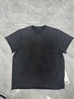 T-shirt tricoté surdimensionné pour homme, style vintage gothique, délavé à l'acide, effet vieilli, motif croix, cathédrale, bougie, streetwear uni, 100% coton, vente en gros