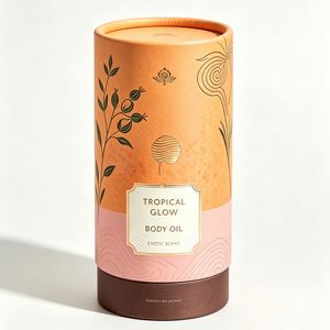 น้ำมันบำรุงผิวกายซิลิโคน FUXI Tropical Glow กลิ่นหอมแปลกใหม่ สีส้มชมพู บรรจุภัณฑ์หลอดฟอยล์สีทอง พิมพ์สี่สีบนกระดาษรีไซเคิลได้ - Product Image 1