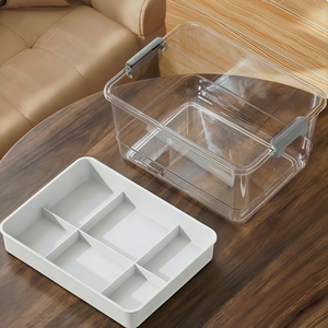Caja de Almacenamiento de Plástico Transparente con Asa, Caja de Almacenamiento de Dos Niveles para Artículos del Hogar, Medicamentos, Herramientas, Cosméticos - Product Image 5