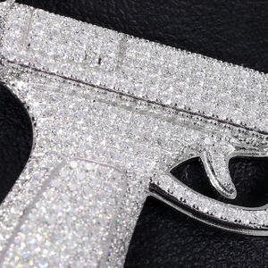 Pendentif élégant plaqué or et argenté avec breloque effet diamant pour collection de bijoux de mode hip-hop - Product Image 5