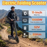 KIXIN Nuevo Patinete Eléctrico Plegable de 52V D01 con Ruedas de 11 Pulgadas, Motor de 1000W, Capacidad de Carga de 120kg para Adultos